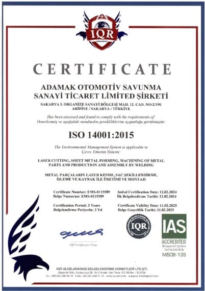 ISO 14001 Sertifikası
