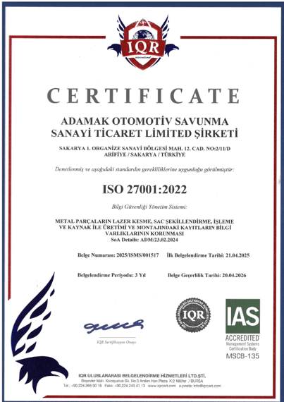 ISO 27001 Sertifikası