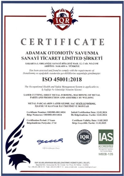 ISO 45001 Sertifikası