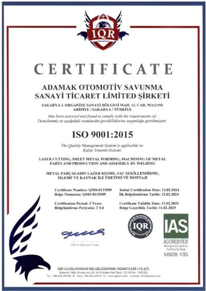 ISO 9001 Sertifikası
